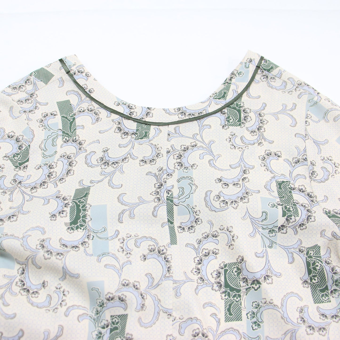 20春夏 ペイズリー プリント ティアード ワンピース / ロング 長袖 ボートネック 花柄