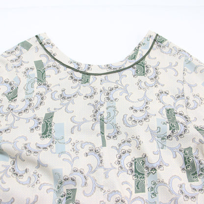 20春夏 ペイズリー プリント ティアード ワンピース / ロング 長袖 ボートネック 花柄