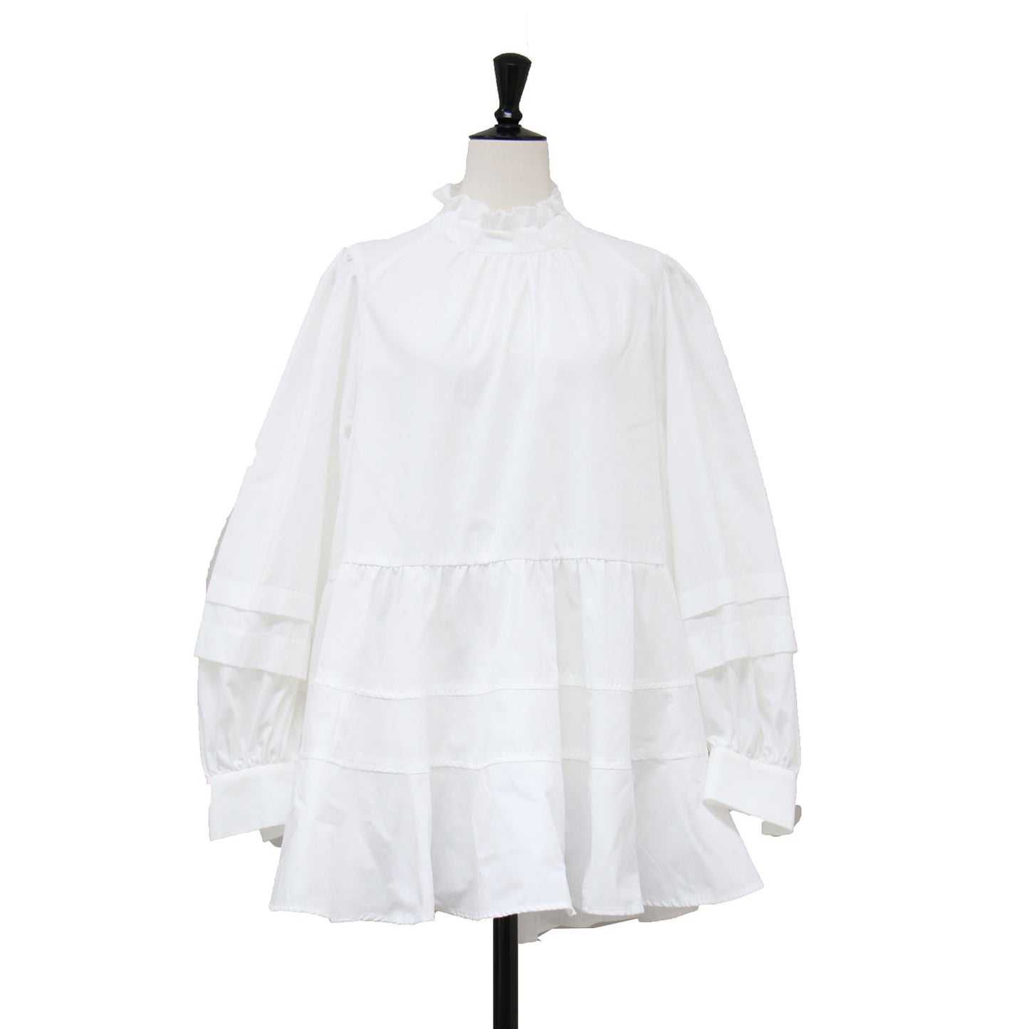 21秋冬 ニット ベスト ブラウス セット / チュニック丈 長袖 フリルカラー フレア ボリュームスリーブ