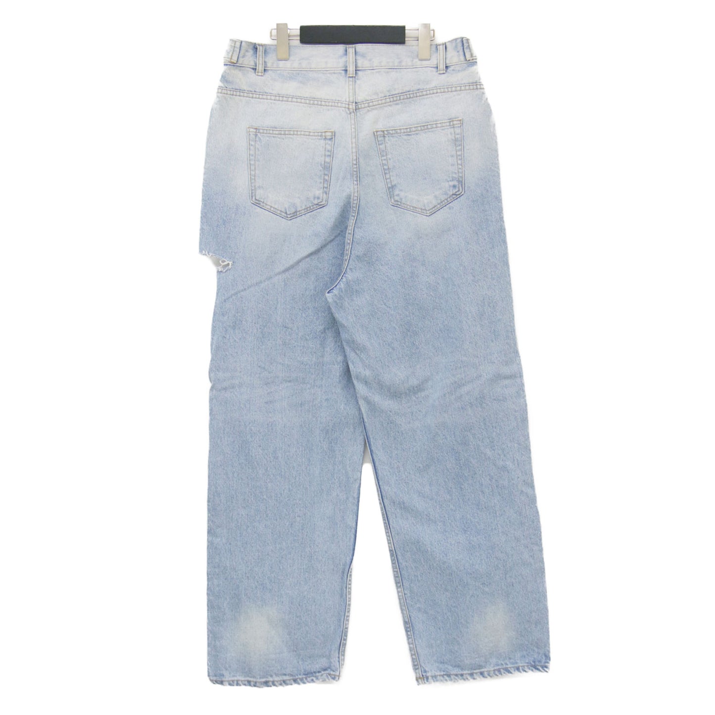 25春夏 ウエストタブ デニム パンツ / ジーンズ ワイド ダメージ加工 タック コットン