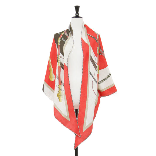 トライアングル ジェアン クリック クラック スカーフ / ストール 三角形 プリント 総柄 カシミヤ シルク