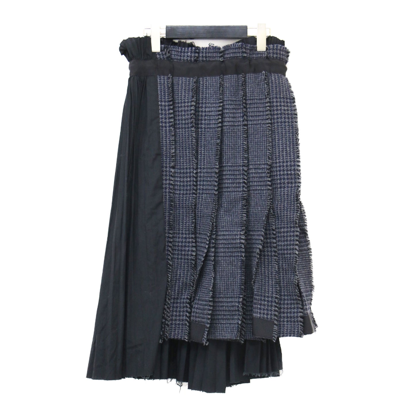 ツイード プリーツ ラップ スカート / Pleat Wrap Skirt-Tweed ミディ丈 コンビ グレンチェック ウール コットン