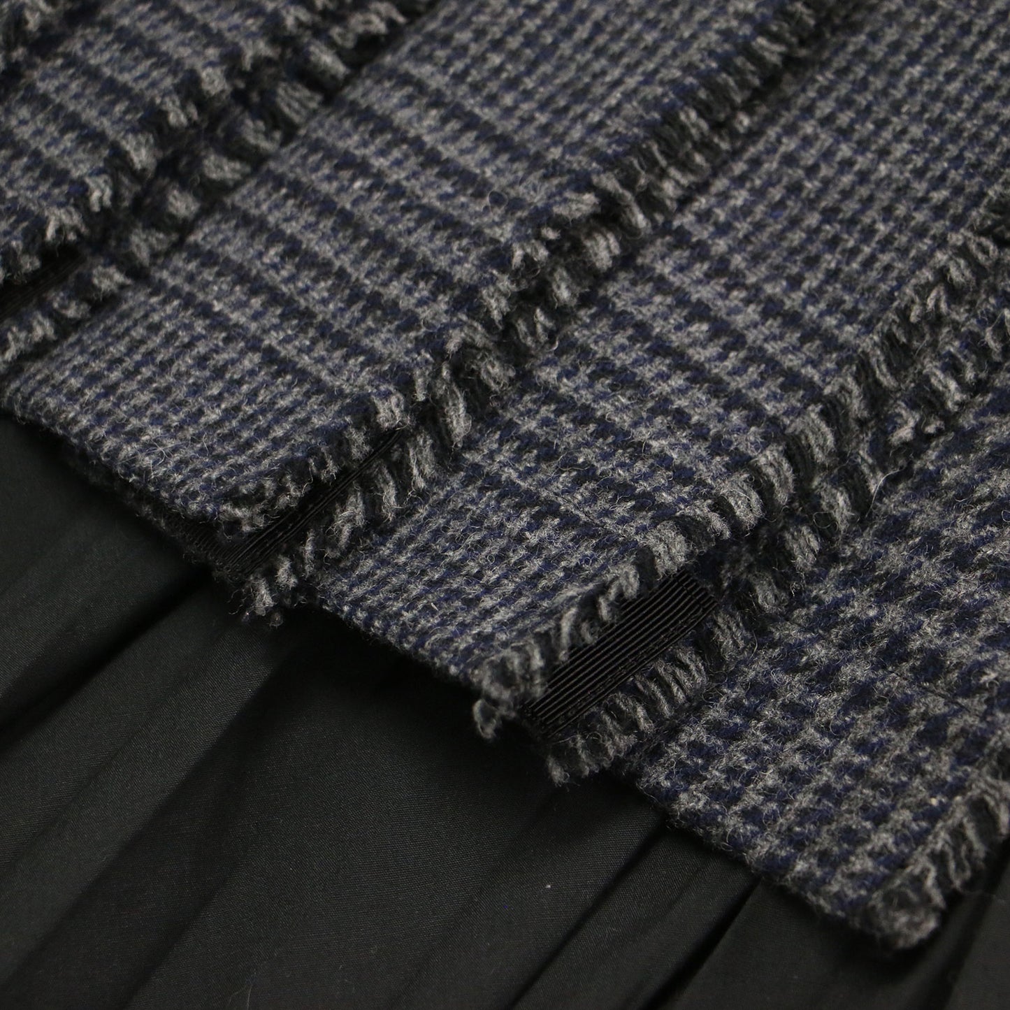 ツイード プリーツ ラップ スカート / Pleat Wrap Skirt-Tweed ミディ丈 コンビ グレンチェック ウール コットン