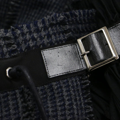 ツイード プリーツ ラップ スカート / Pleat Wrap Skirt-Tweed ミディ丈 コンビ グレンチェック ウール コットン