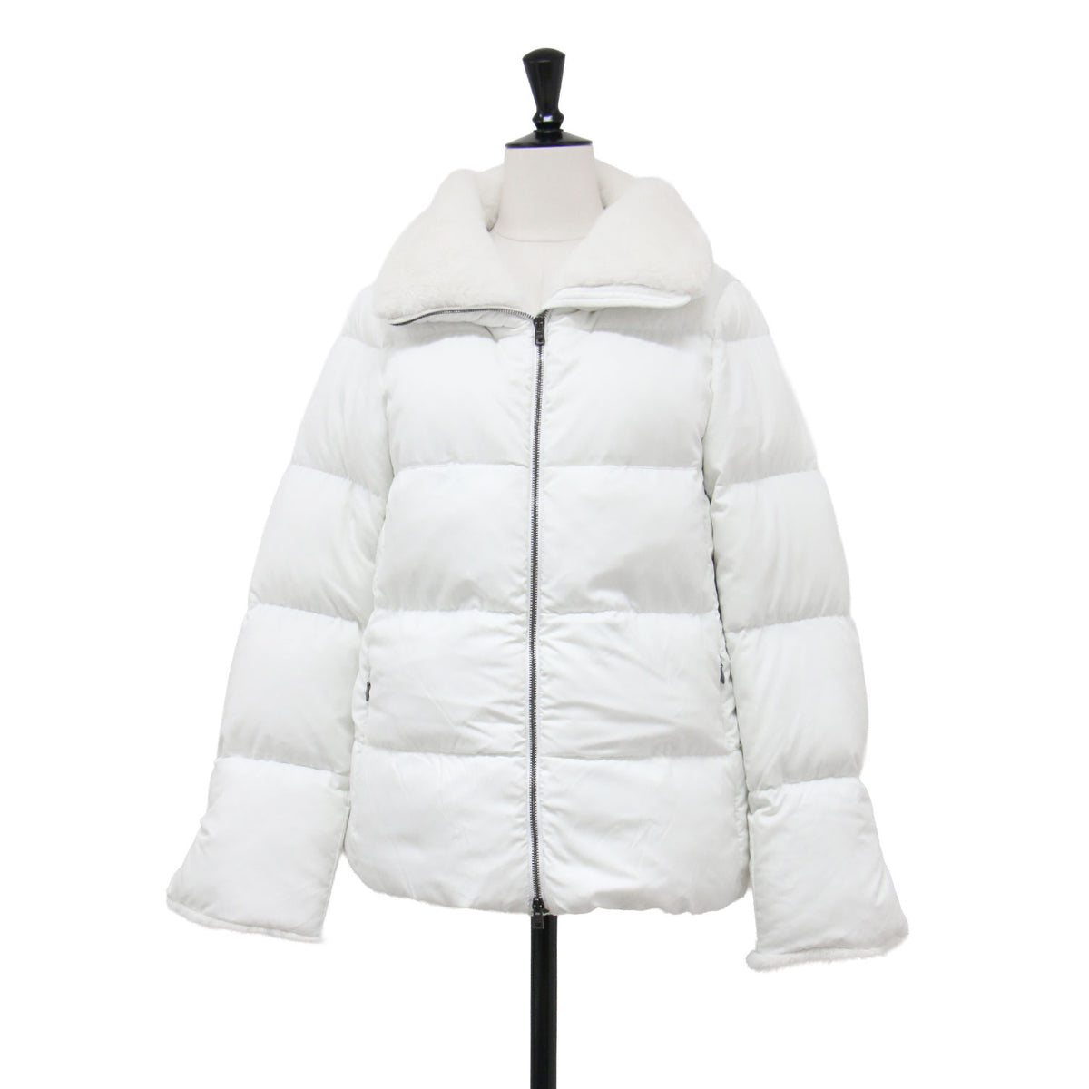 24秋冬 スタンドカラー エコファー付き ダウンジャケット / ARENDELLE BLOUSON PI001949D 12414Z ショート丈 Aライン