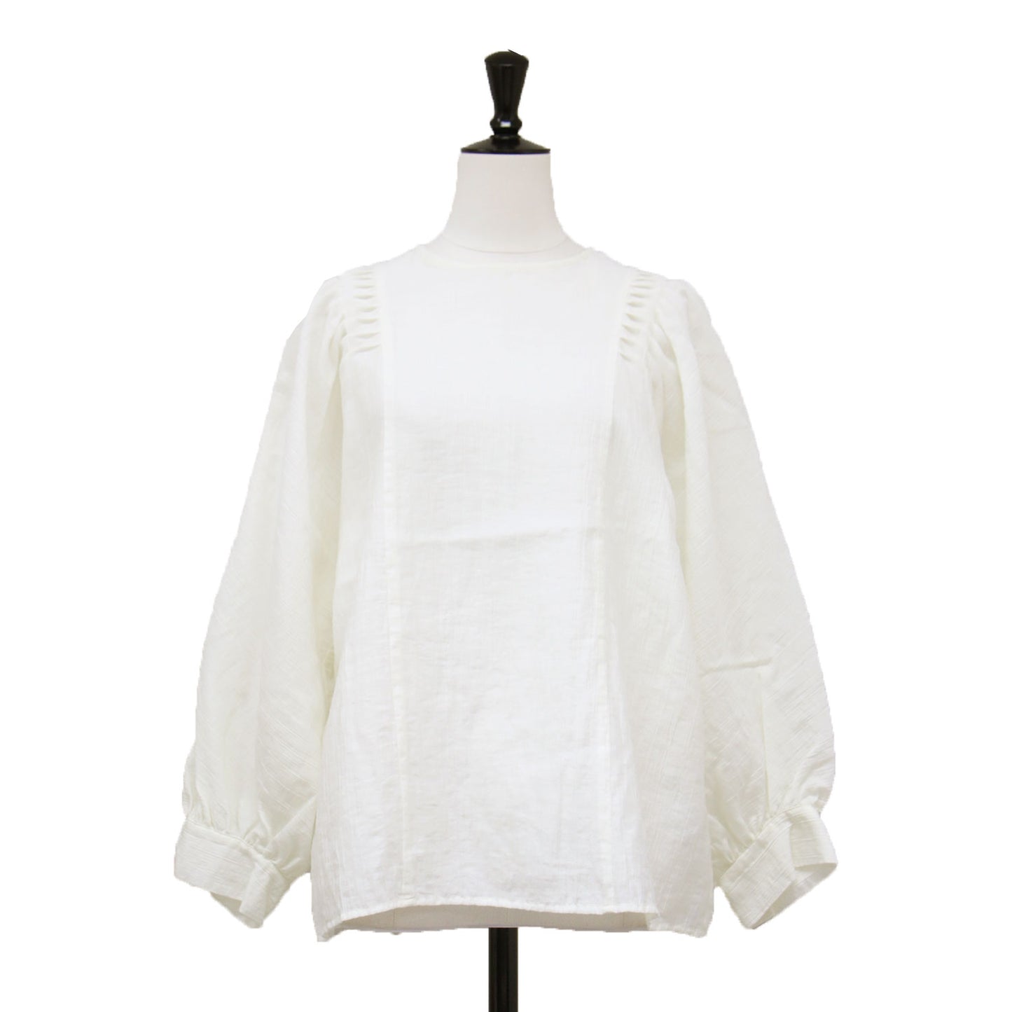 ピンタック ドルマンスリーブ ブラウス / シャツ 長袖 クルーネック ボリュームスリーブ