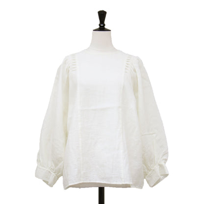 ピンタック ドルマンスリーブ ブラウス / シャツ 長袖 クルーネック ボリュームスリーブ