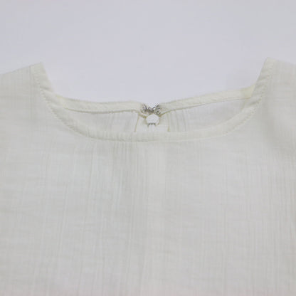 ピンタック ドルマンスリーブ ブラウス / シャツ 長袖 クルーネック ボリュームスリーブ