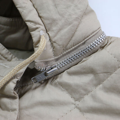 フード付き 中綿 Aラインコート / ジャケット 長袖 ミドル丈 ロゴ 刺繍