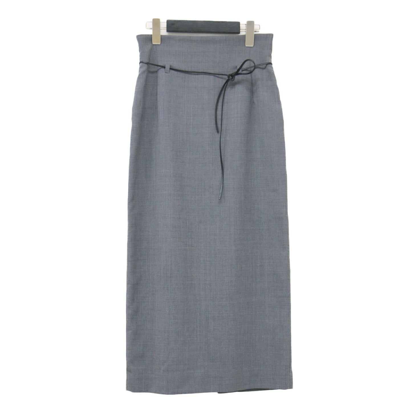23秋冬 キョウネンロングスカート / タイトスカート バックスリット Iライン レザーベルト ウォッシャブル ウール