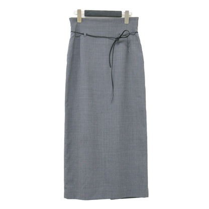 23秋冬 キョウネンロングスカート / タイトスカート バックスリット Iライン レザーベルト ウォッシャブル ウール