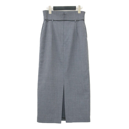 23秋冬 キョウネンロングスカート / タイトスカート バックスリット Iライン レザーベルト ウォッシャブル ウール