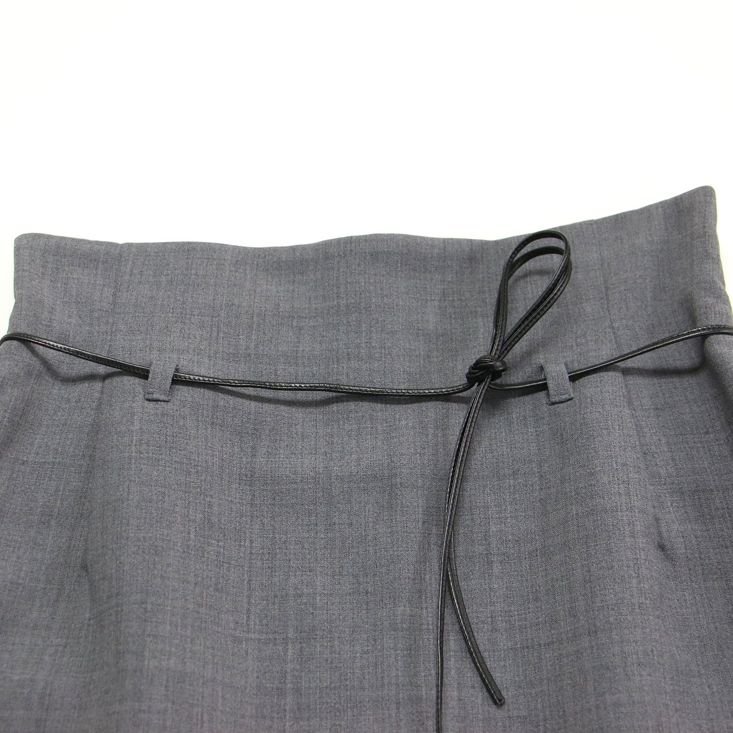 23秋冬 キョウネンロングスカート / タイトスカート バックスリット Iライン レザーベルト ウォッシャブル ウール