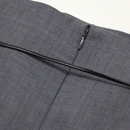 23秋冬 キョウネンロングスカート / タイトスカート バックスリット Iライン レザーベルト ウォッシャブル ウール