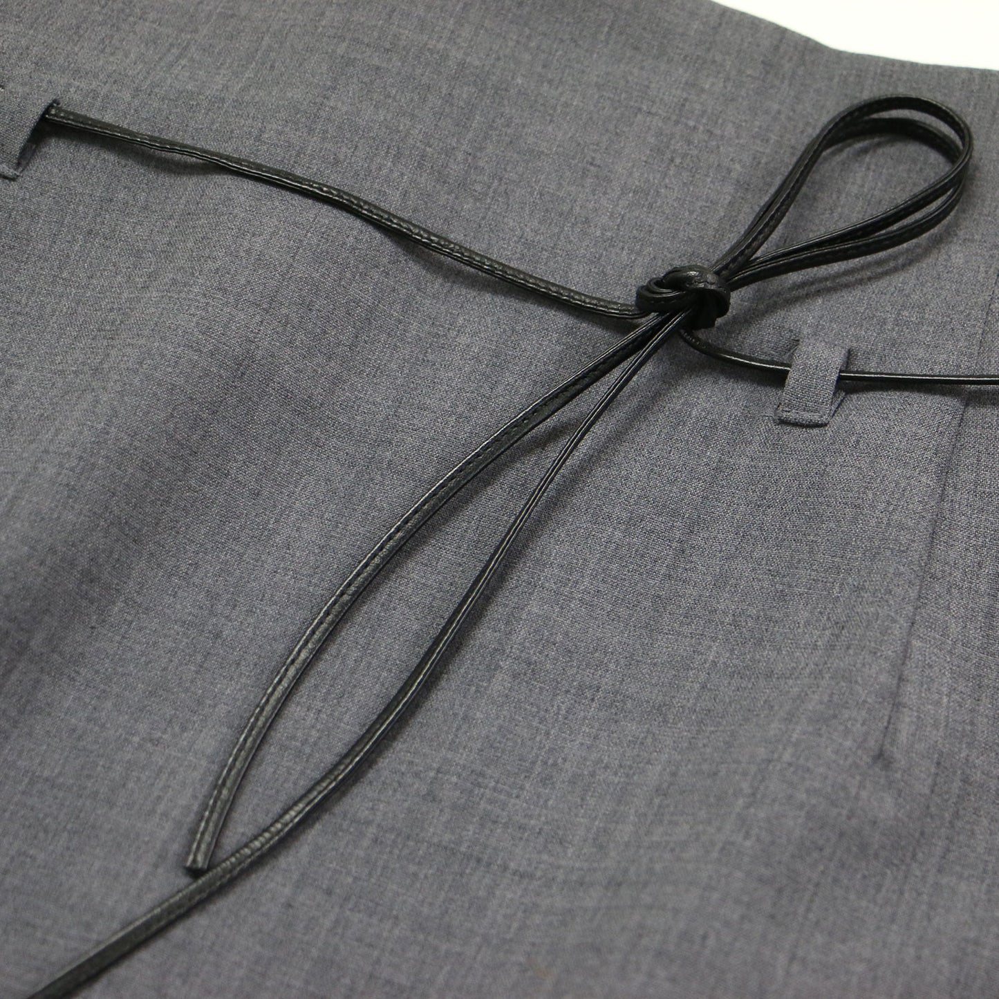 23秋冬 キョウネンロングスカート / タイトスカート バックスリット Iライン レザーベルト ウォッシャブル ウール