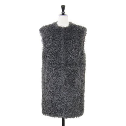 フェイクファーベスト / ジレ ミドル丈 クルーネック ノースリーブ スプリングホック