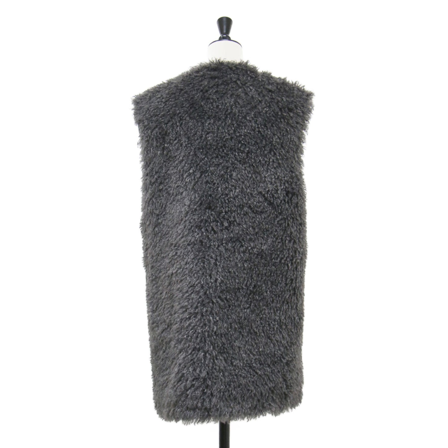 フェイクファーベスト / ジレ ミドル丈 クルーネック ノースリーブ スプリングホック