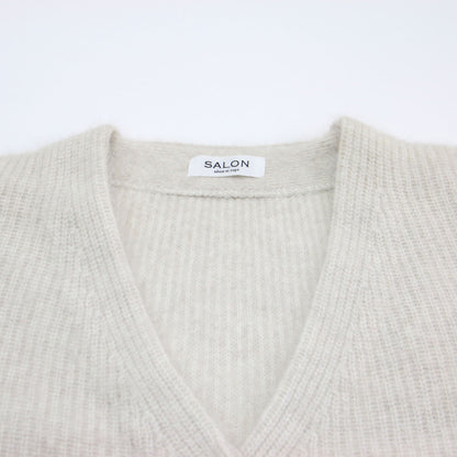 23秋冬 フォックスウール Vネック ニット / カーディガン 長袖 ワイド 比翼ボタン リブ ローゲージ