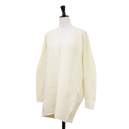 ウール ポリエステル Vネック カーディガン / ニット 長袖 ラグラン チュニック丈 リブ