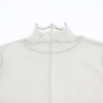 24秋冬 ハイネック ラメ プルオーバー / カットソー 長袖 タートルネック シアー コンパクト