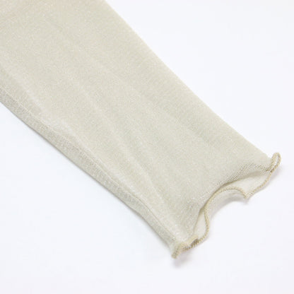 24秋冬 ハイネック ラメ プルオーバー / カットソー 長袖 タートルネック シアー コンパクト