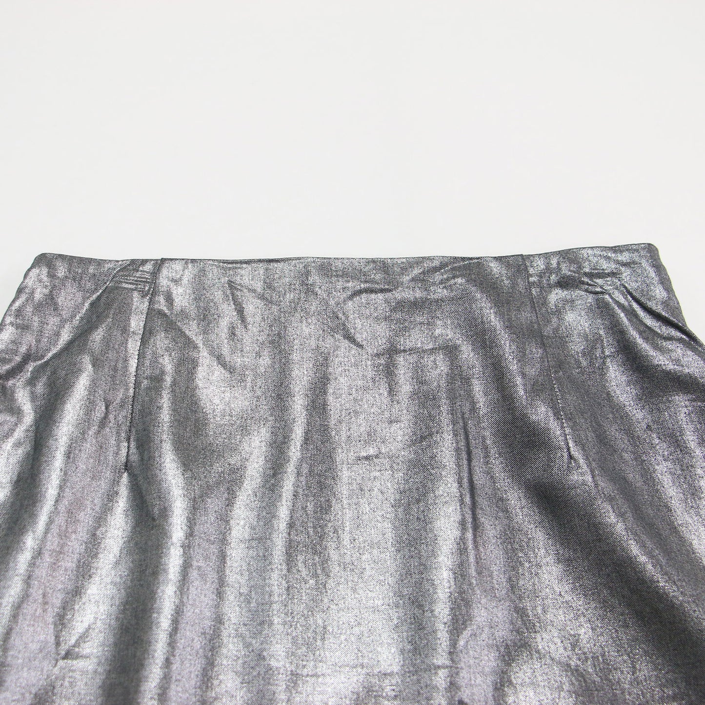 メタリックプリント ミディ スカート / ギャザー Aライン フレア