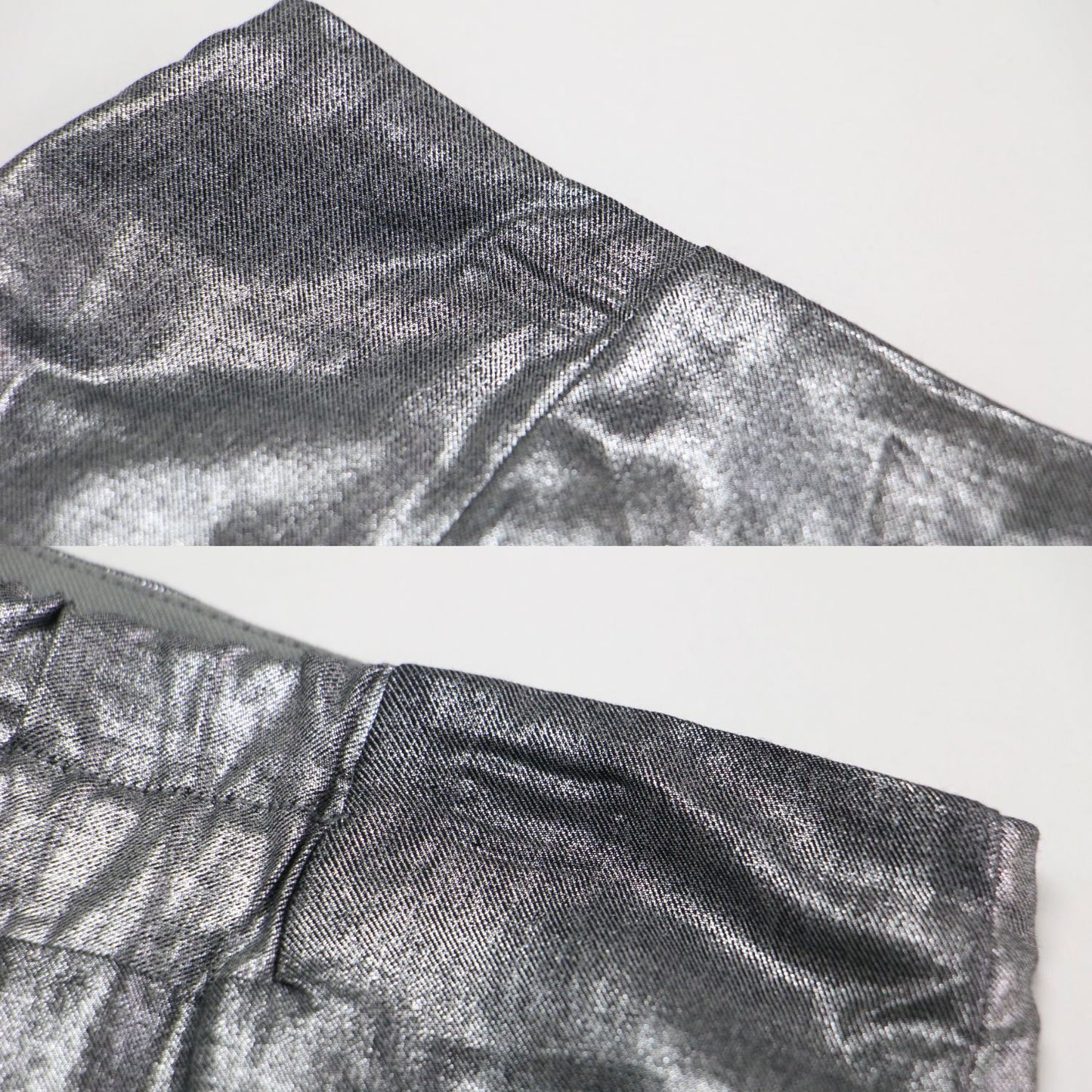 メタリックプリント ミディ スカート / ギャザー Aライン フレア