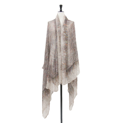 プリント ストール / 大判 薄手 総柄 シルク