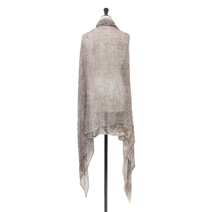 プリント ストール / 大判 薄手 総柄 シルク