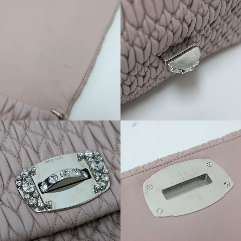 ナッパクリスタル３WAYクラッチバッグ / ハンドバッグ ワンショルダー ビジュー キルティング レザー