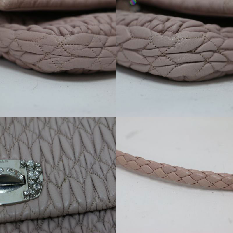 ナッパクリスタル３WAYクラッチバッグ / ハンドバッグ ワンショルダー ビジュー キルティング レザー