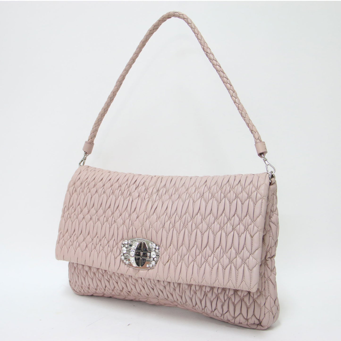 ナッパクリスタル３WAYクラッチバッグ / ハンドバッグ ワンショルダー ビジュー キルティング レザー