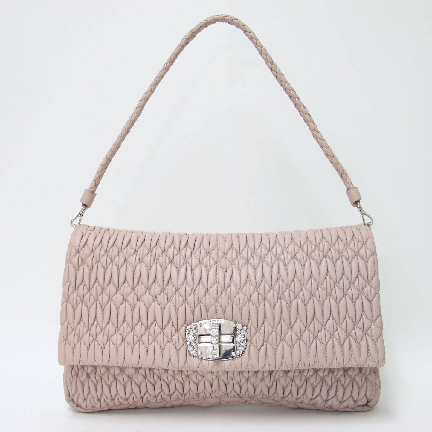 ナッパクリスタル３WAYクラッチバッグ / ハンドバッグ ワンショルダー ビジュー キルティング レザー