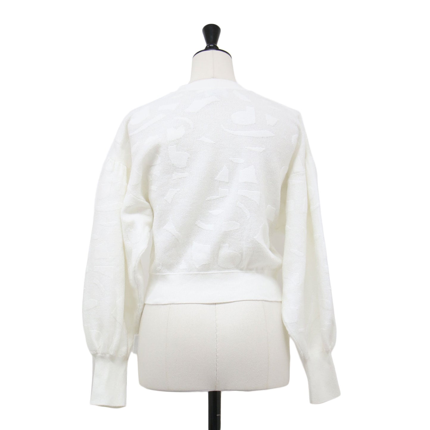 シアージャガード ニット カーディガン / ボリュームスリーブ クロップド クルーネック コンパクト リブ LB柄