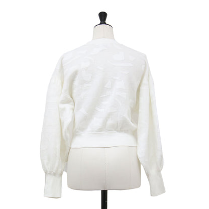 シアージャガード ニット カーディガン / ボリュームスリーブ クロップド クルーネック コンパクト リブ LB柄