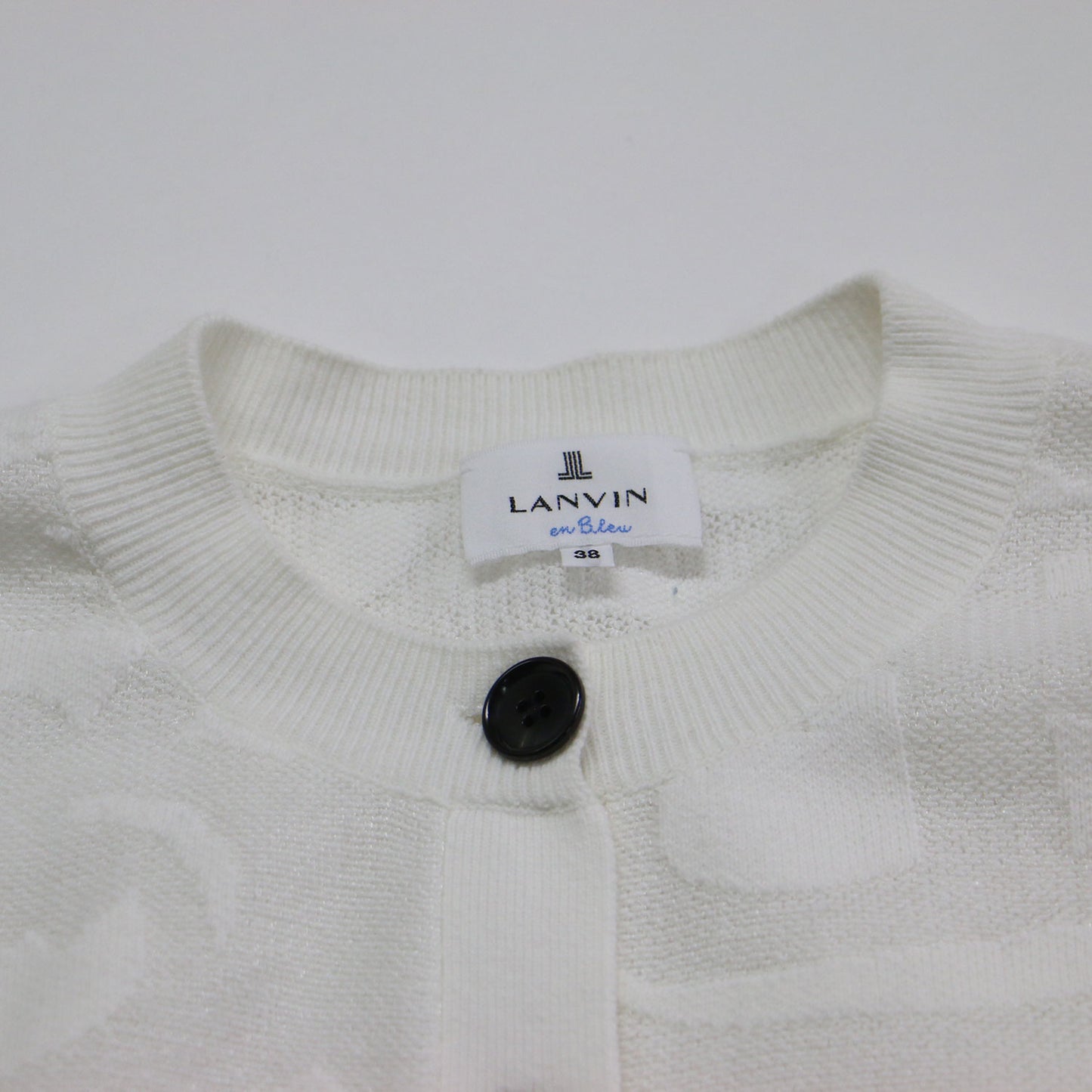 シアージャガード ニット カーディガン / ボリュームスリーブ クロップド クルーネック コンパクト リブ LB柄