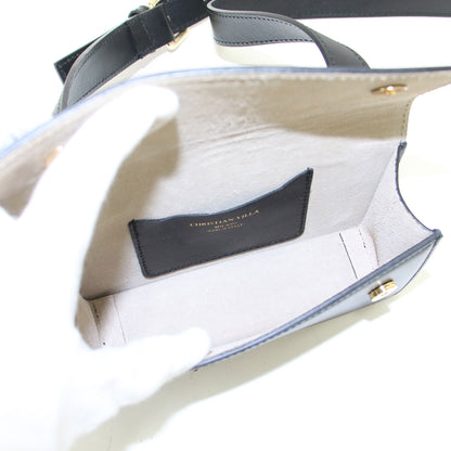 23春夏 レザー スクエア ミニショルダーバッグ / ポーチ 肩掛け クロスボディ ロゴ フラップ