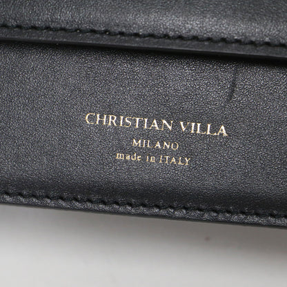 23春夏 レザー スクエア ミニショルダーバッグ / ポーチ 肩掛け クロスボディ ロゴ フラップ