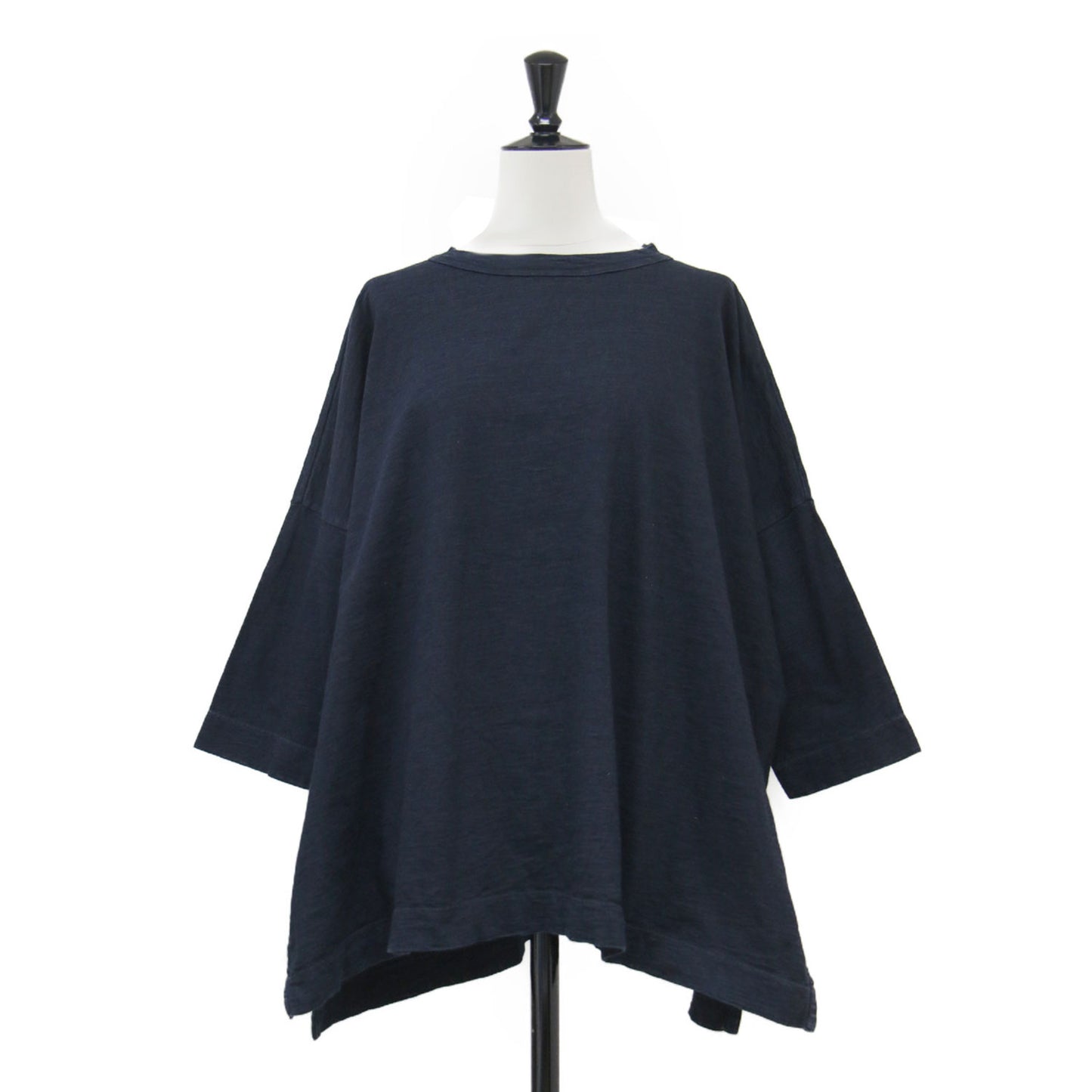 天竺のビッグスリットTシャツ / カットソー 5分袖 クルーネック ワイド コットン