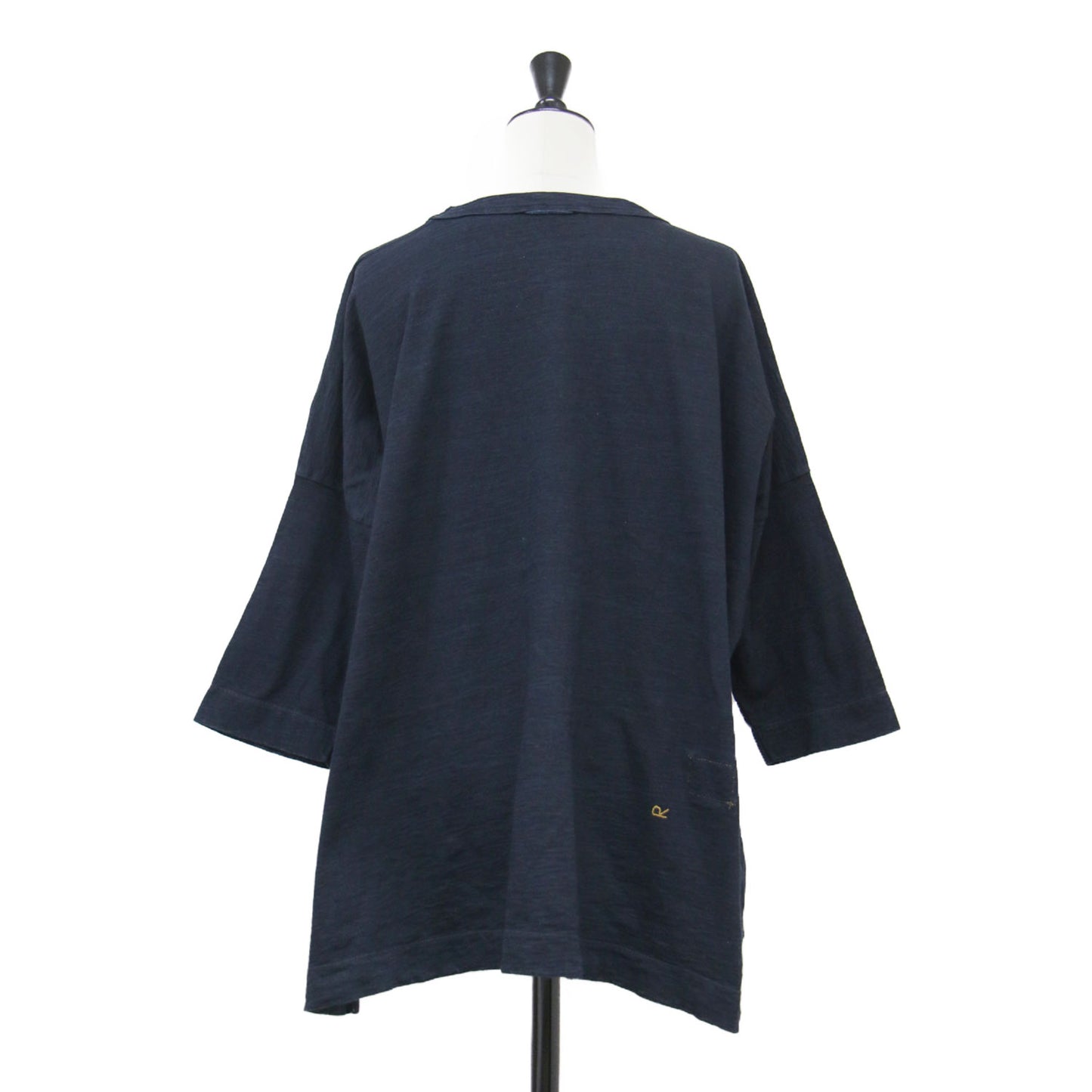 天竺のビッグスリットTシャツ / カットソー 5分袖 クルーネック ワイド コットン