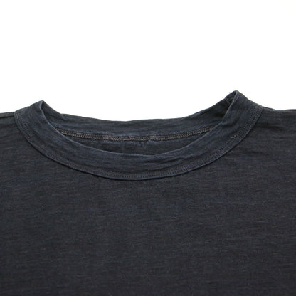 天竺のビッグスリットTシャツ / カットソー 5分袖 クルーネック ワイド コットン