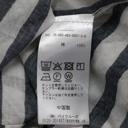 25秋冬 コットンシャツ / ブラウス 長袖 ドロップショルダー ワイド ストライプ 薄手 コットン