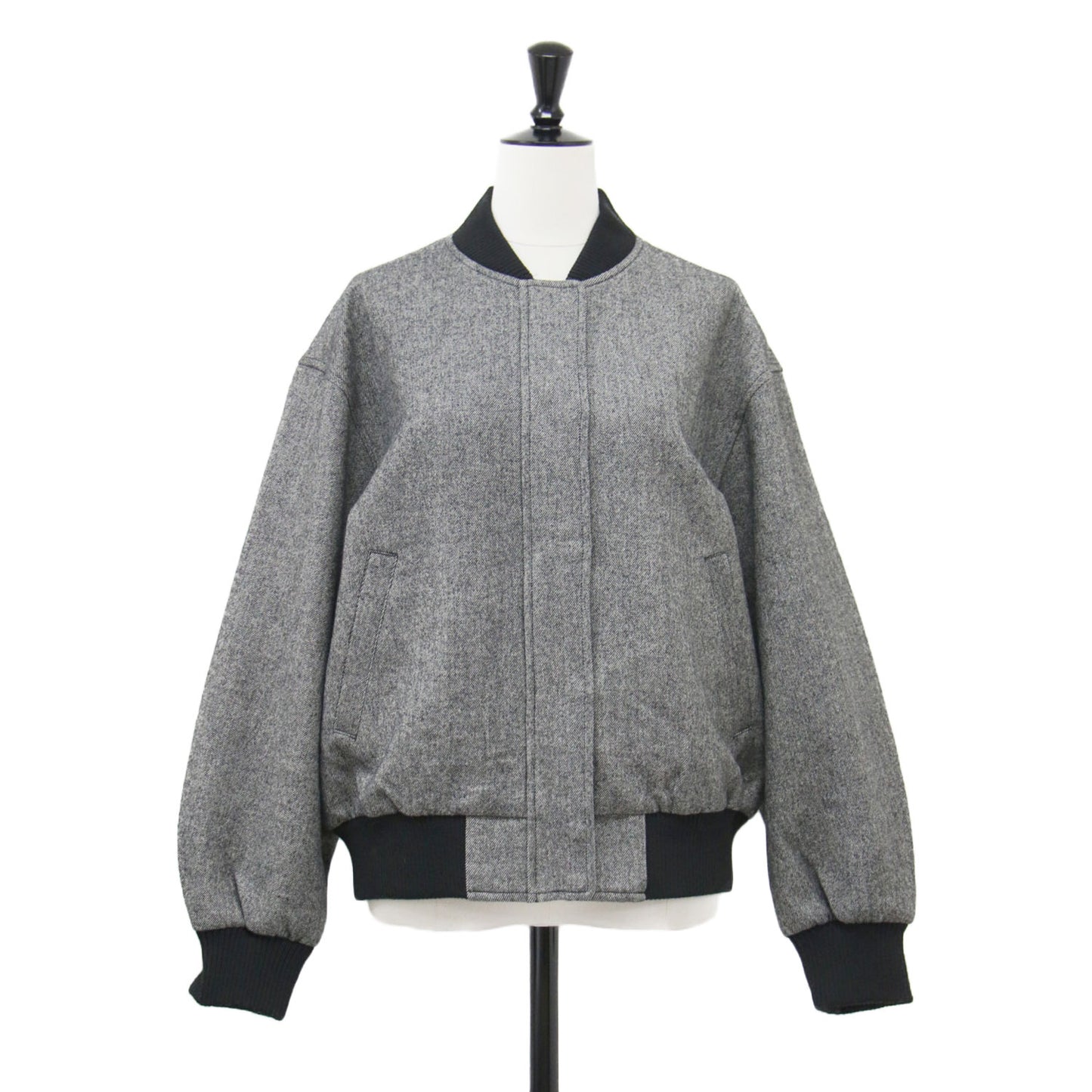 24秋冬 ボンディングツイード スタジアムブルゾン / ジャケット スタジャン ジャンパー コンパクト ジップ リブ