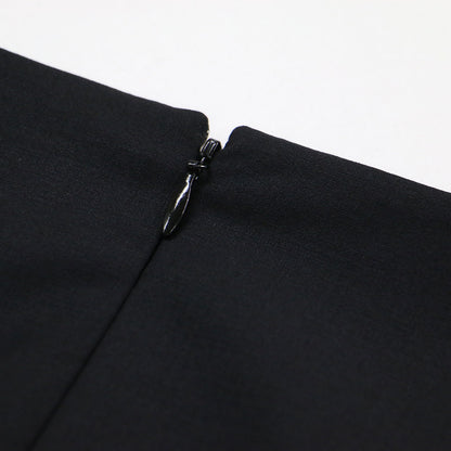 ラップ風 ミディ ワンピース / Executive Anahita フォーマル 半袖 クルーネック タック ストレッチ ウール