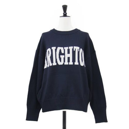 23秋冬 ロゴ ニット プルオーバー ニット ウォッシャブル / プルオーバー クルーネック ドロップショルダー 長袖 ミドルゲージ ウール