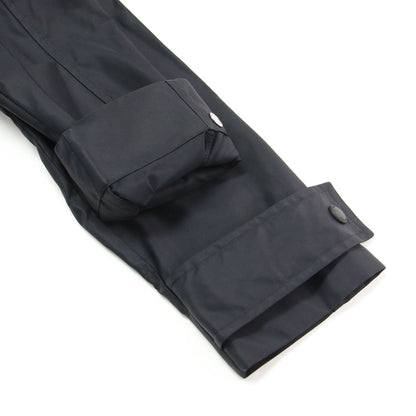 バックロゴ フード付き ナイロン ロング モッズコート / ブルゾン 長袖 Aライン ドローコード ファスナー スナップボタン