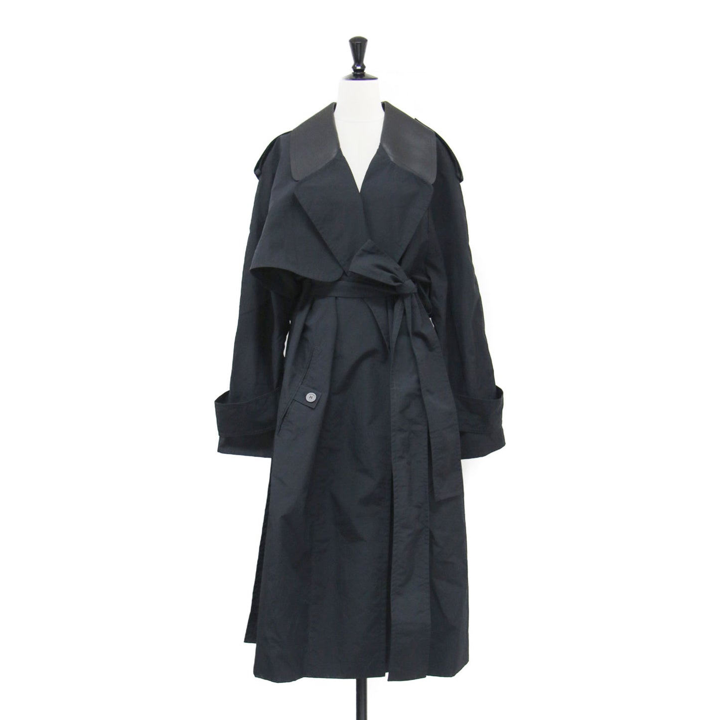 23秋冬 テクニカルフェイル トレンチ / Technical Faille Trench ドロップショルダー 長袖 オーバーサイズ ベルト付き ナイロン コットン レザー