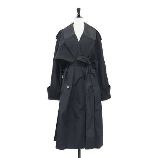 23秋冬 テクニカルフェイル トレンチ / Technical Faille Trench ドロップショルダー 長袖 オーバーサイズ ベルト付き ナイロン コットン レザー