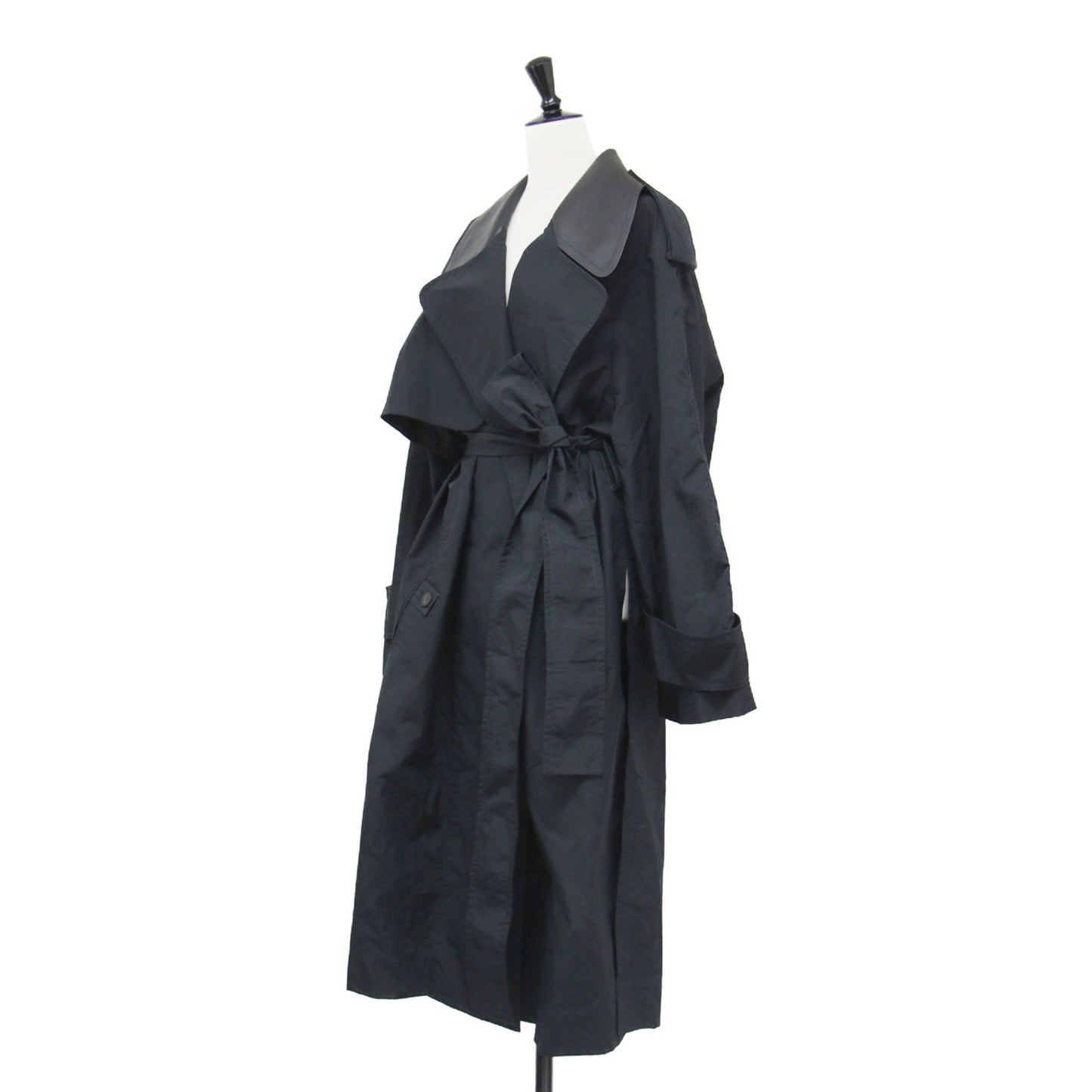 23秋冬 テクニカルフェイル トレンチ / Technical Faille Trench ドロップショルダー 長袖 オーバーサイズ ベルト付き ナイロン コットン レザー
