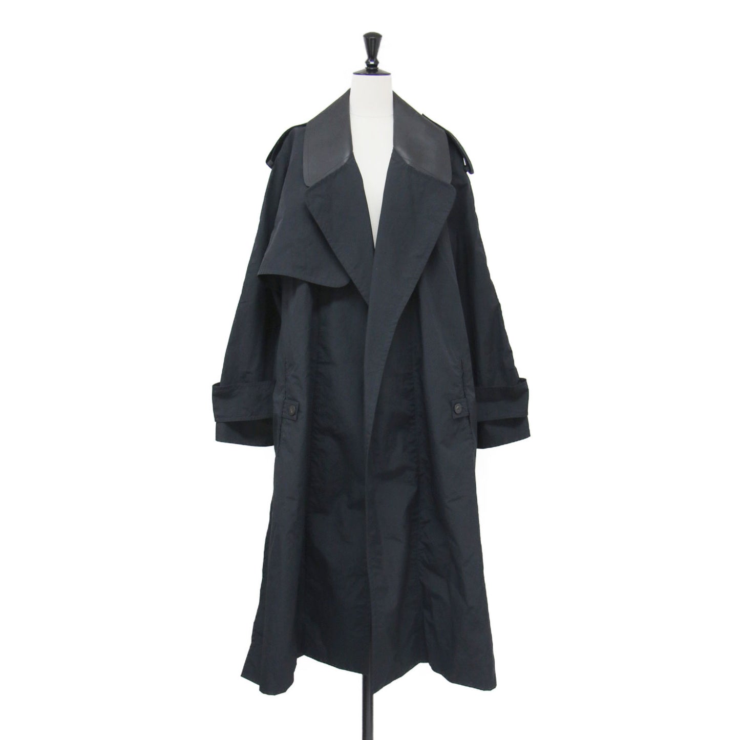 23秋冬 テクニカルフェイル トレンチ / Technical Faille Trench ドロップショルダー 長袖 オーバーサイズ ベルト付き ナイロン コットン レザー